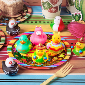 JOYIN floating ducks create playful water displays for baths and pools.