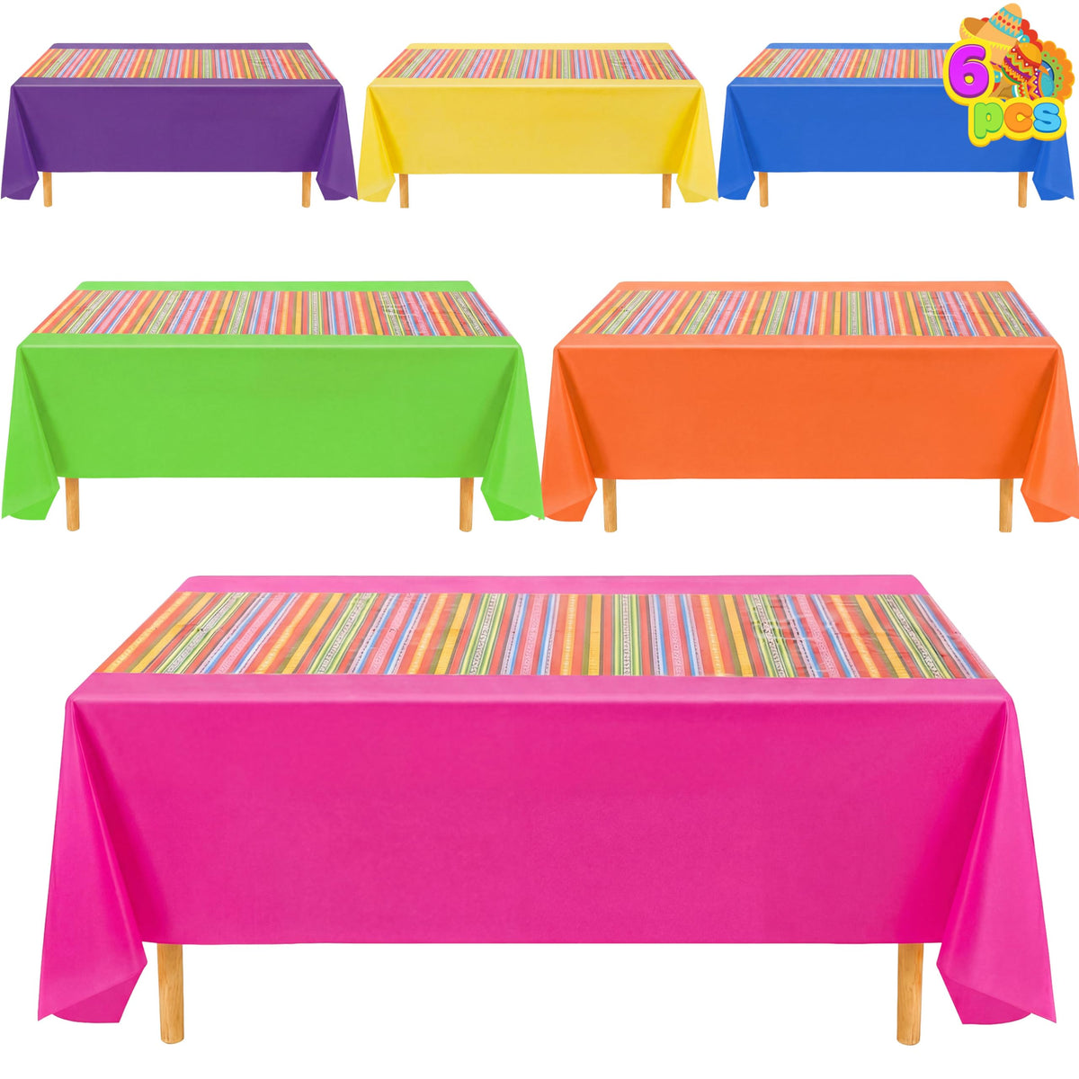 JOYIN Mexican Fiesta striped tablecloth, ideal for Cinco de Mayo celebrations.