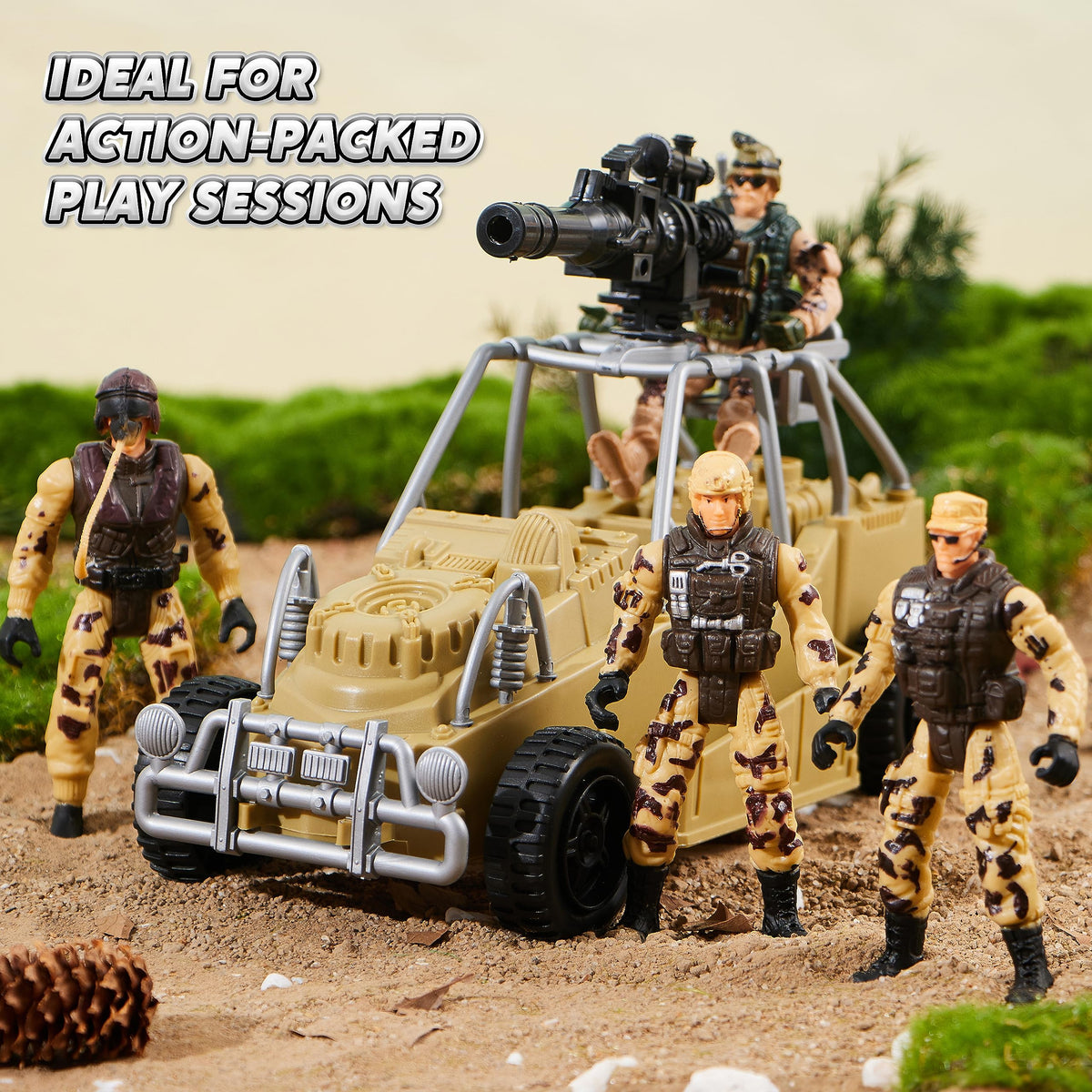 JOYIN military base tank turret: rotating action for siege-style scenes.