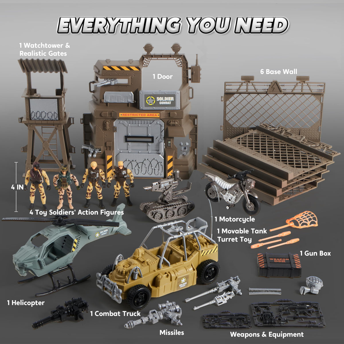 JOYIN military base watchtower gates: adds realism for battlefield scene-building.