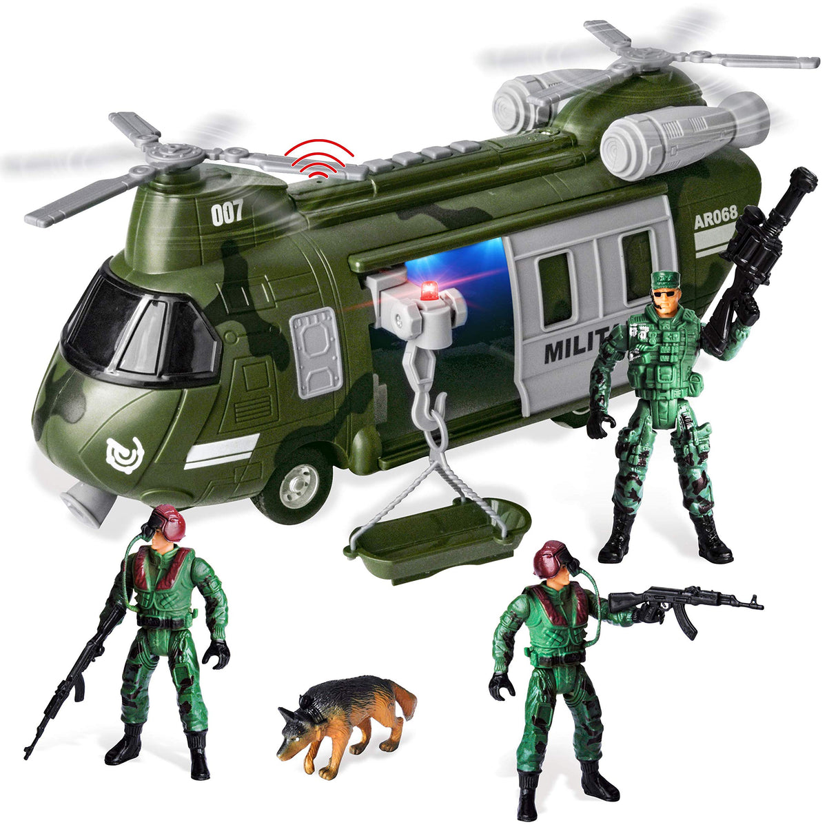 JOYIN military transport helicopter with light and siren for immersive play