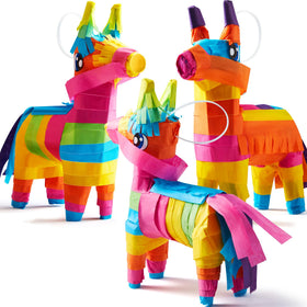 JOYIN mini donkey piñata 7x5 colorful front view for festive Cinco de Mayo decor.
