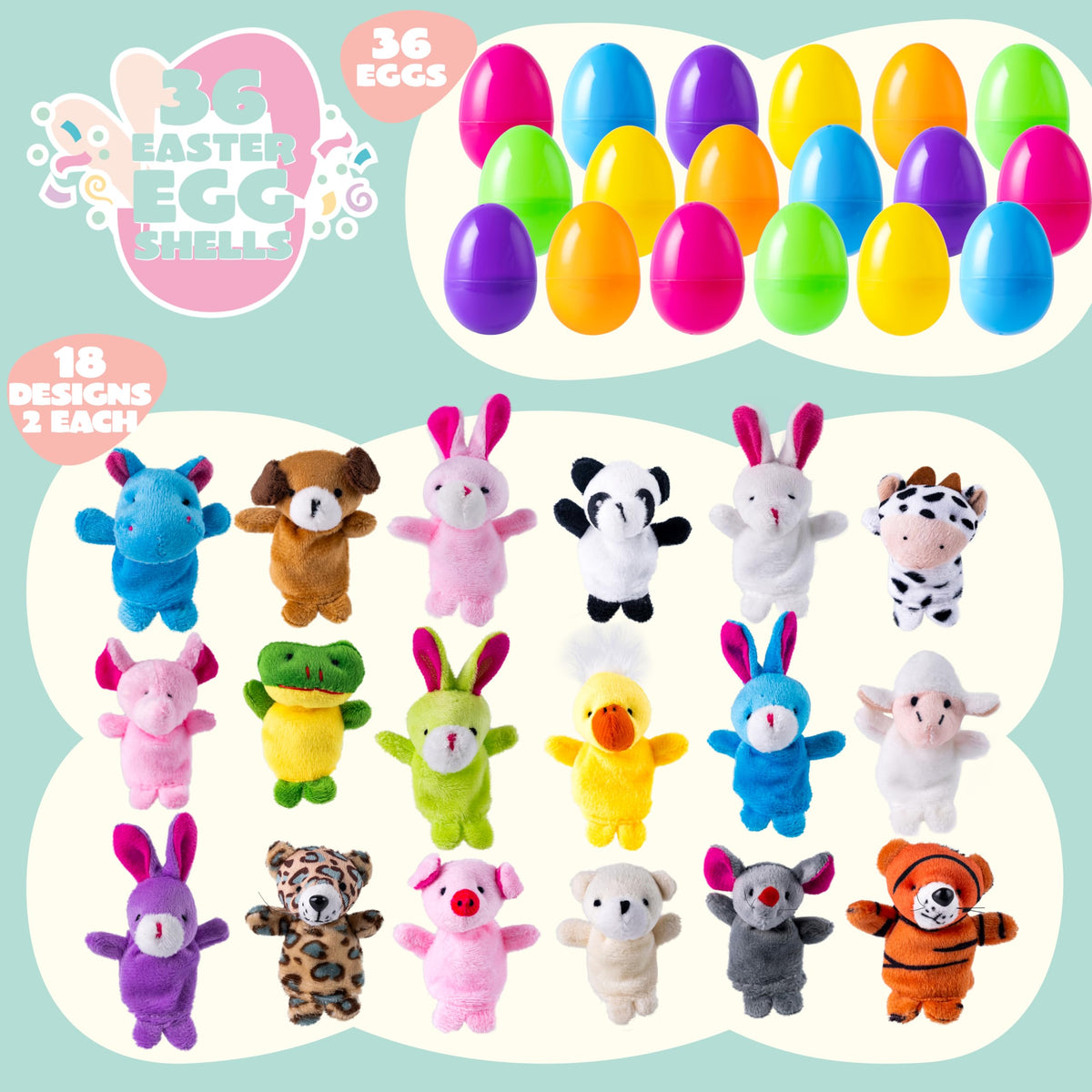 JOYIN mini plush animal puppets with bright colors for engaging play.