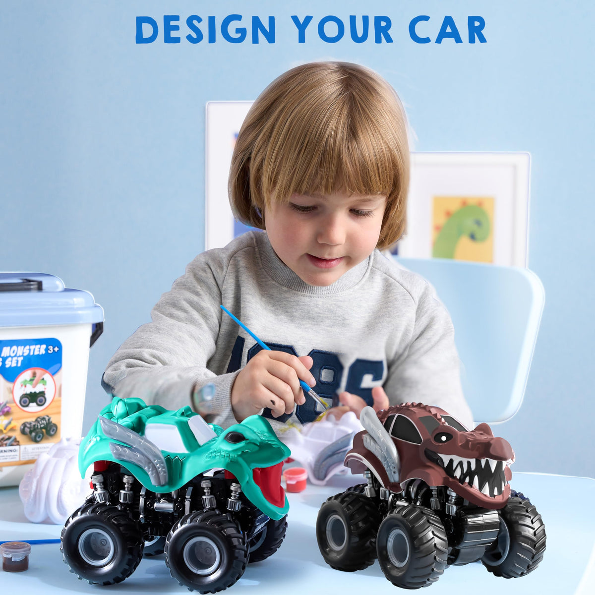 JOYIN Monster Car Kit kids painting session with friends