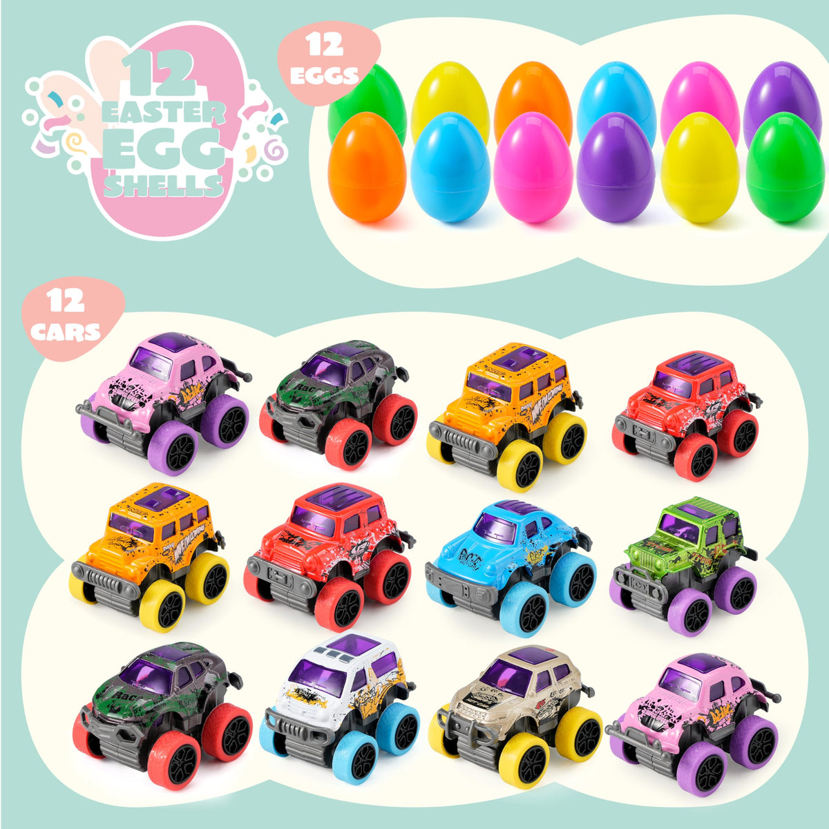 JOYIN monster cars in eight designs add colorful race excitement