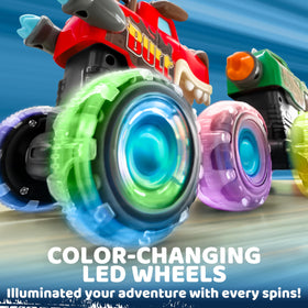 JOYIN Monster Truck Bull with LED wheels lights up colorful play for kids.