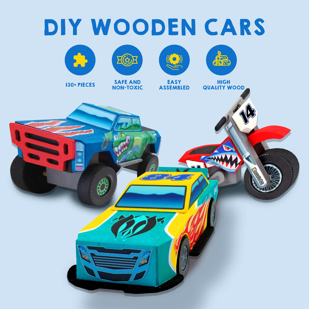 JOYIN monster truck kit build: rugged wooden toy promotes hands-on creativity and storytelling.