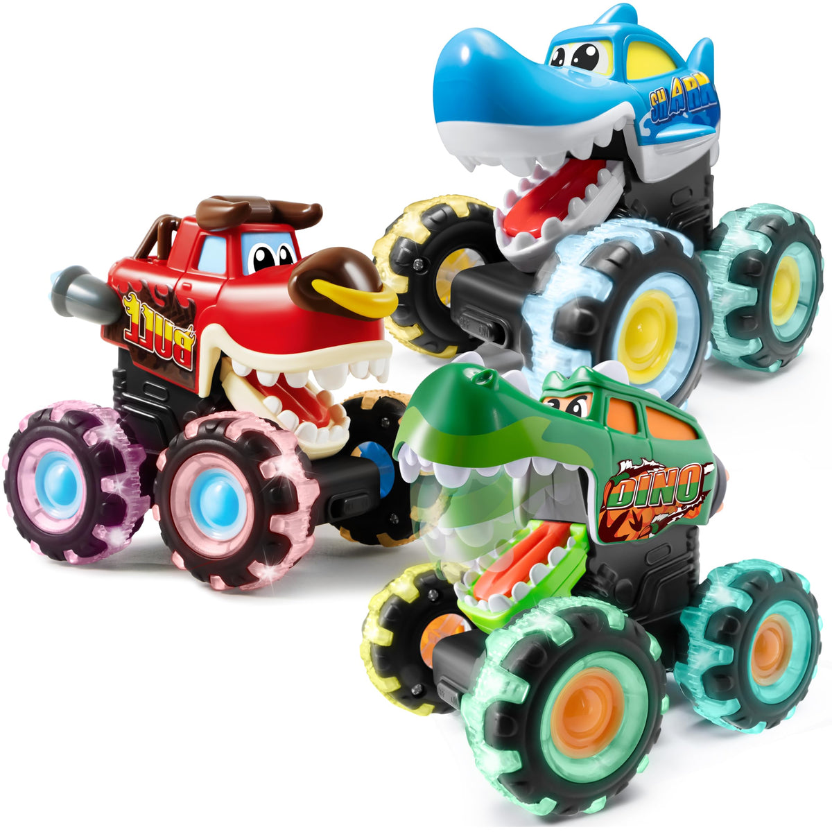 JOYIN 3-pack Monster Trucks support imaginative storytelling during playtime.