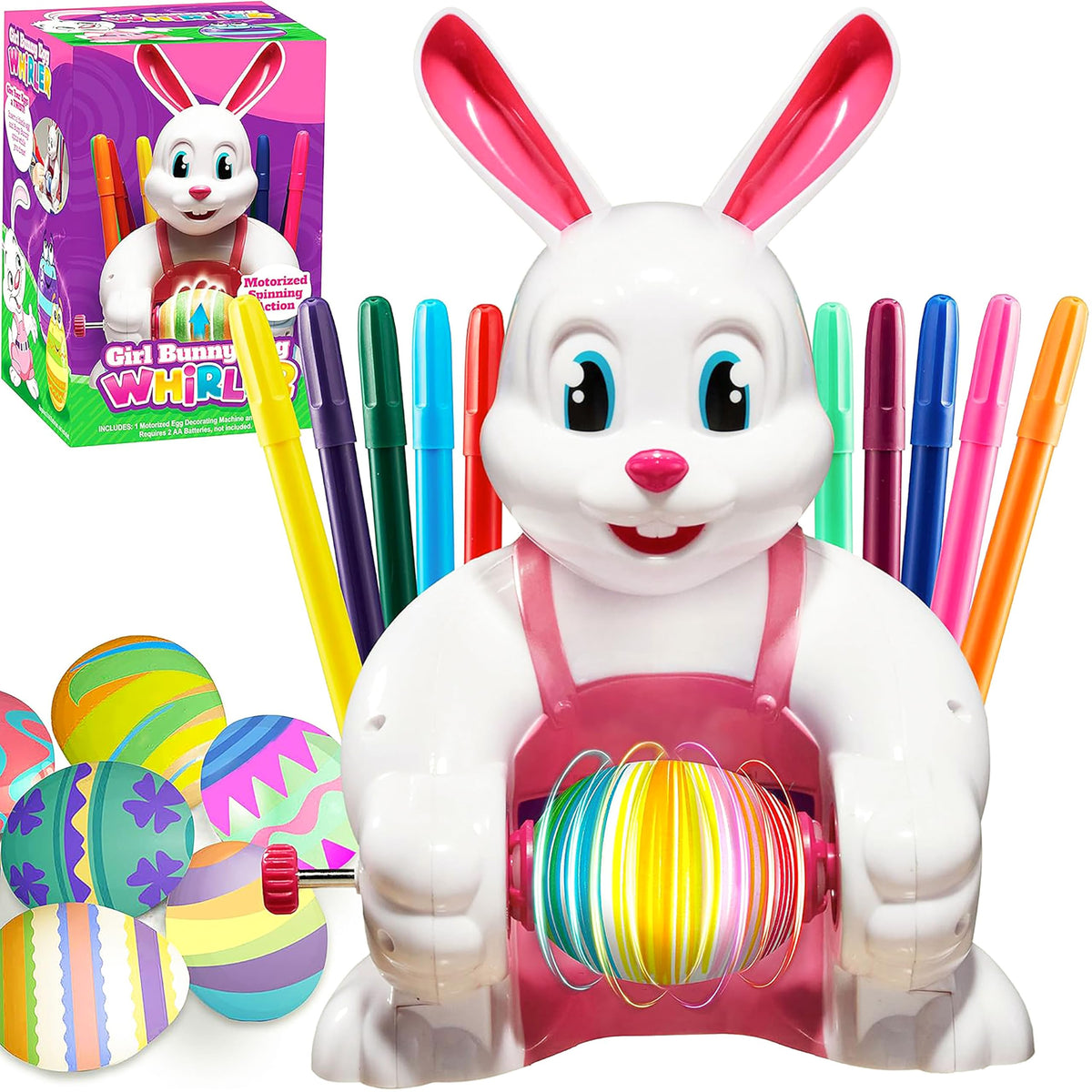 JOYIN pink bunny egg decorator spins eggs for hands-free decorating.