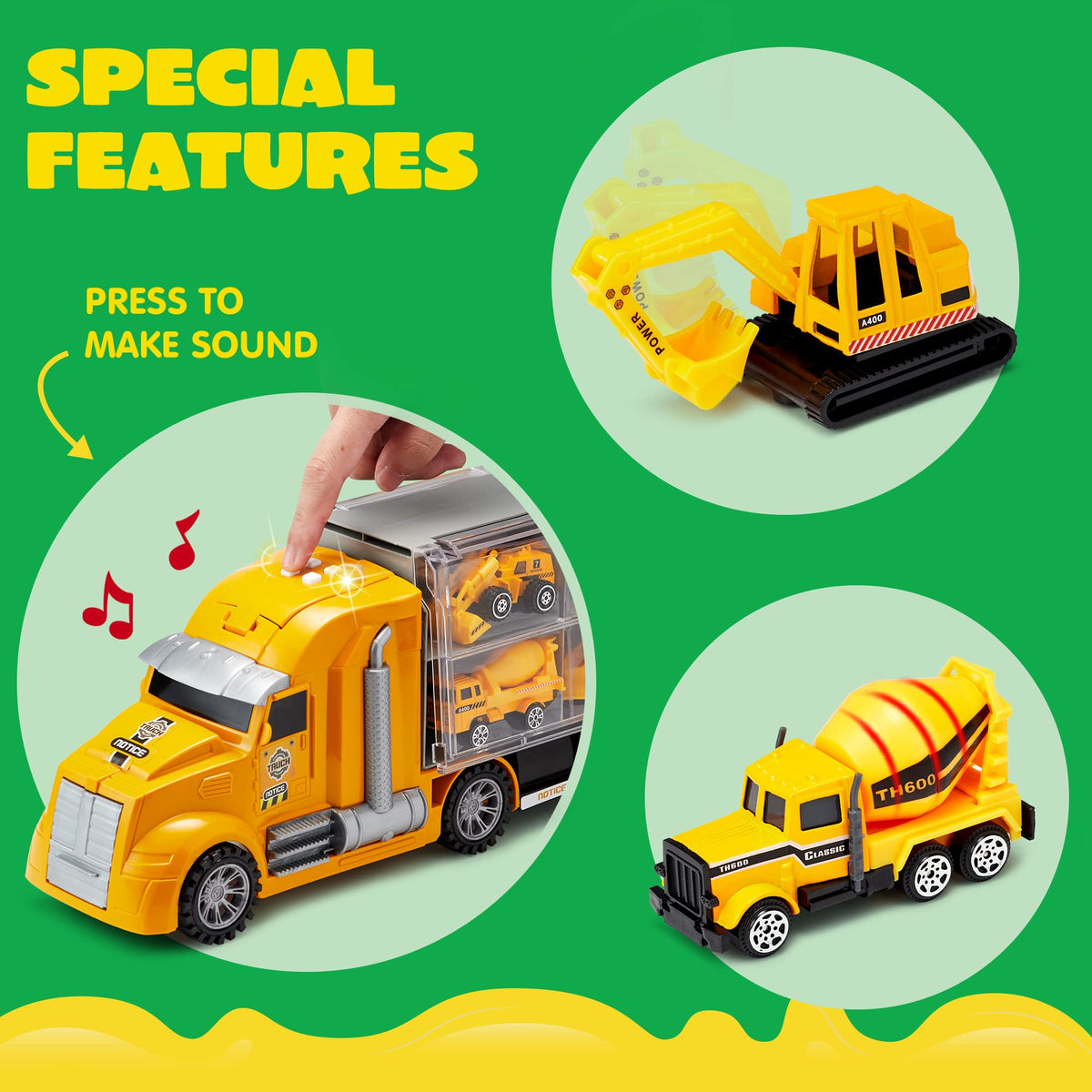 JOYIN trucks with movable parts offer lifelike interaction during playtime.