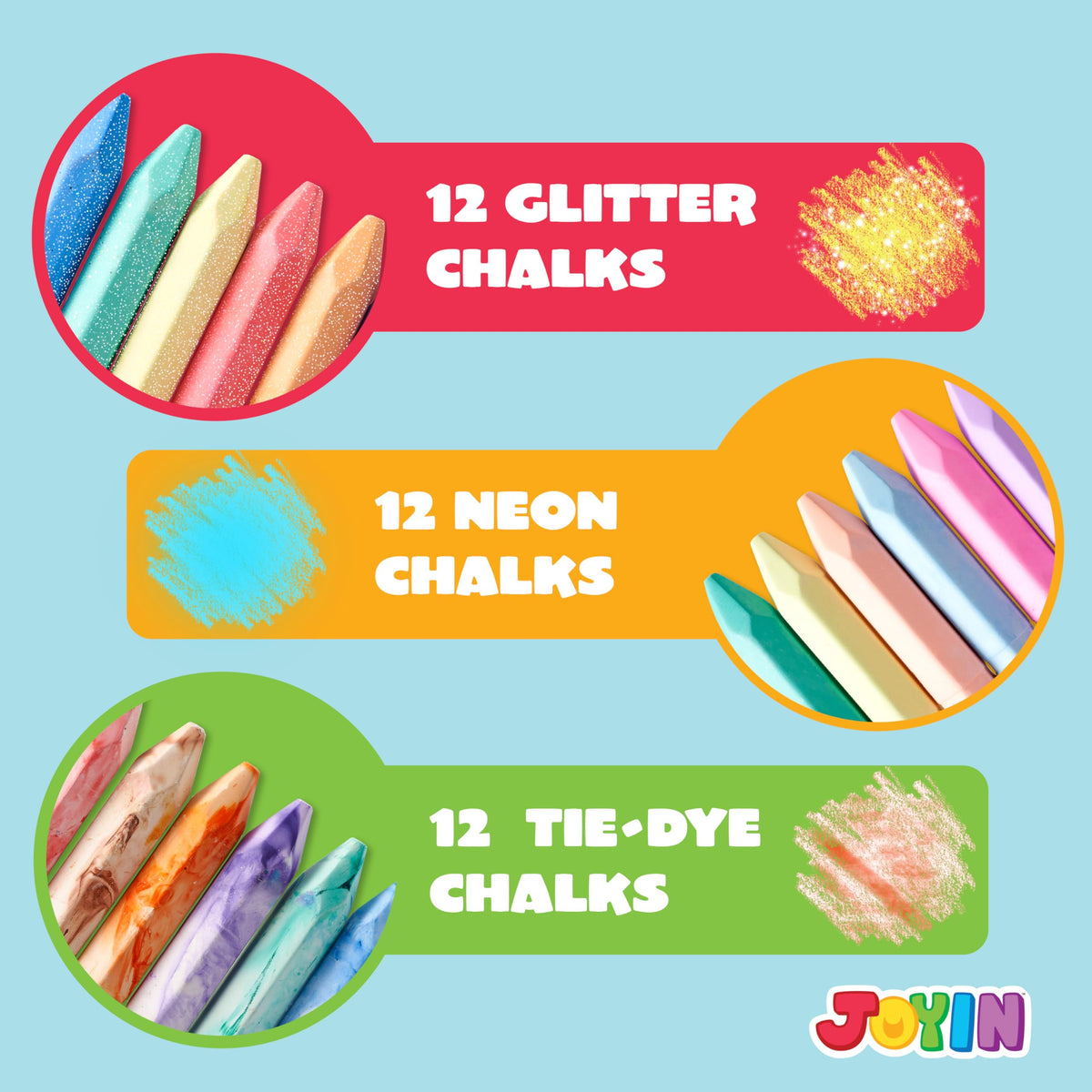 JOYIN neon sidewalk chalk collection for bold mural projects