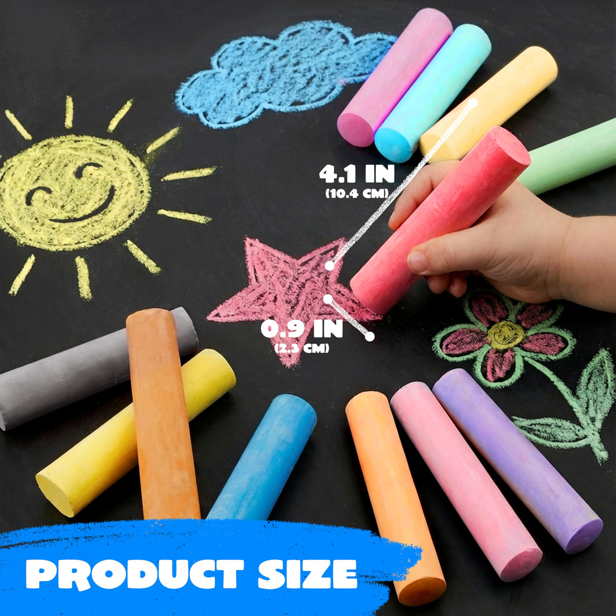 JOYIN non-toxic sidewalk chalk for safe outdoor creativity for kids.