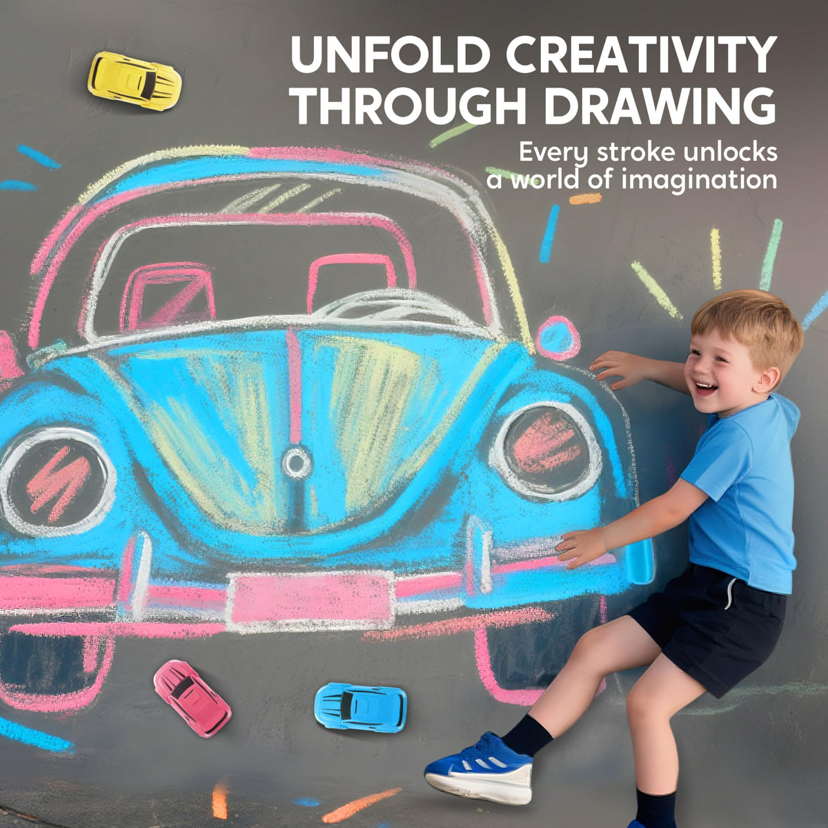 JOYIN race car chalk images inspire dynamic outdoor play and storytelling.