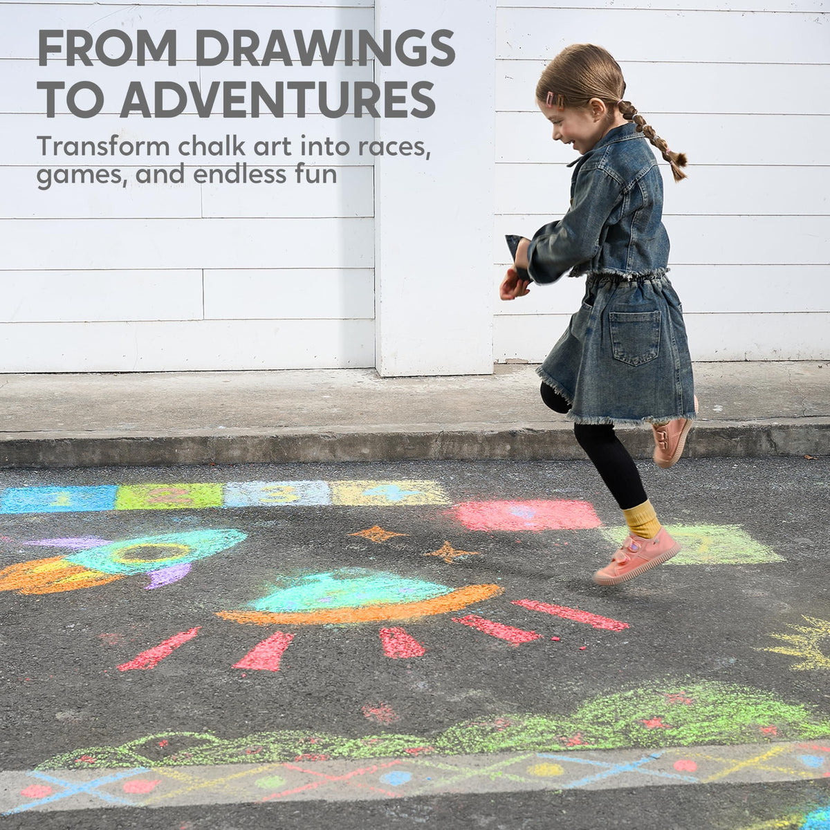 JOYIN outdoor art with sidewalk chalk enables mess-free fun
