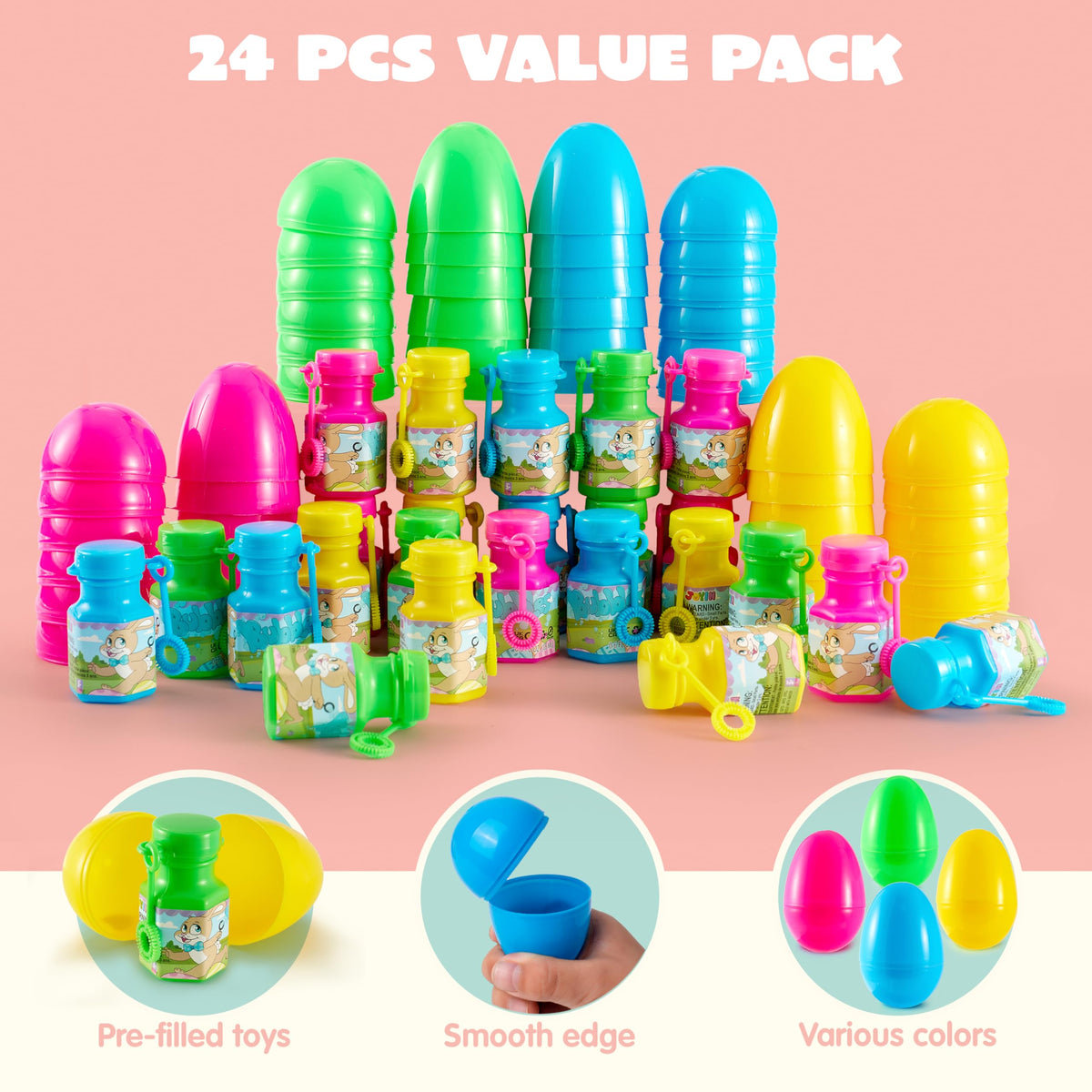 JOYIN party favors: eggs containing bubble wands in four colors