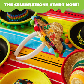joyin party photo prop display with colorful sombreros