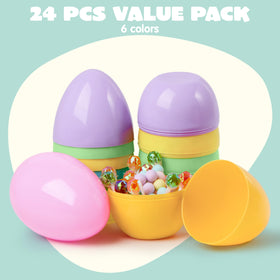 JOYIN pastel Easter eggs displayed in a tray for classroom decor and parties.