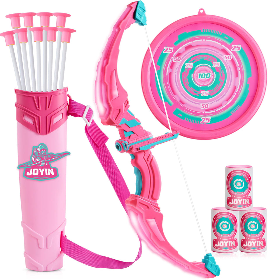 JOYIN pink bow and arrow set with kid-friendly grip for safe play.