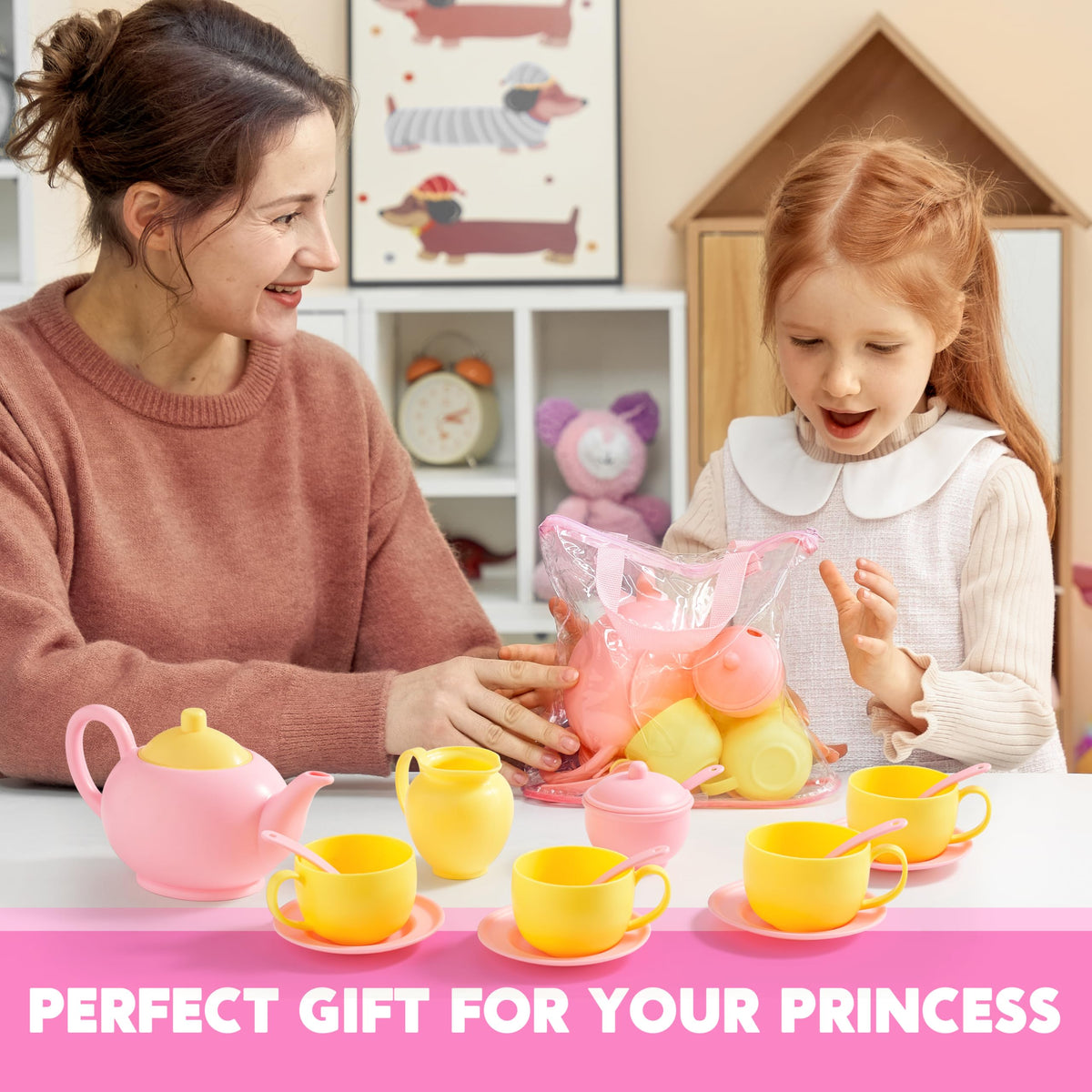 JOYIN pink tea set gift packaging ready for gifting and excitement.