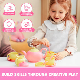JOYIN pink tea set spoons for stirring play and early dexterity.