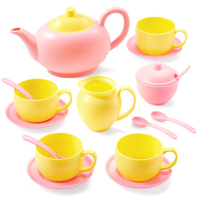 JOYIN pink tea set teapot for imaginative play and social interaction.