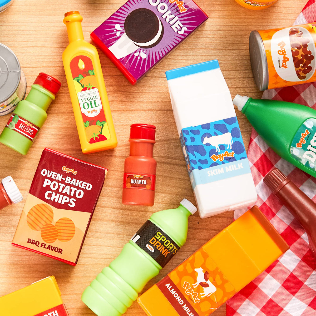 JOYIN play food grocery cans ice cream—bright colors entice creative storytelling.