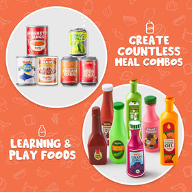 JOYIN play food grocery cans water bottle—durable pretend beverages for classroom play.