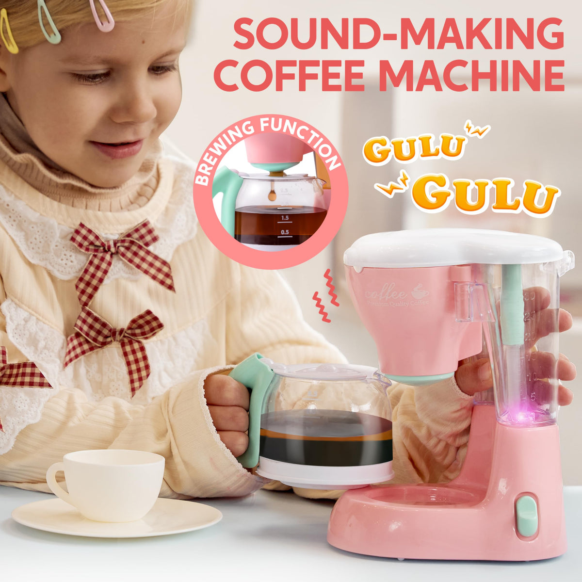 JOYIN play kitchen blender with rotating blade for creamy pretend smoothies.