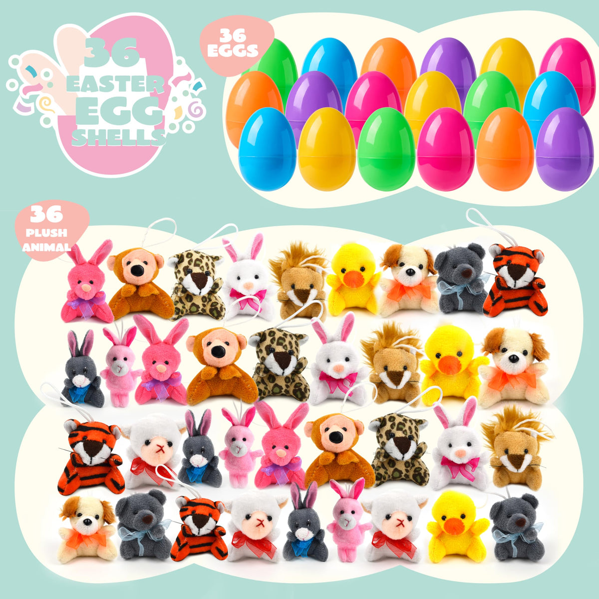 JOYIN plush animal designs inside eggs ideal for classroom prizes.