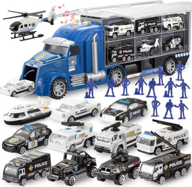 JOYIN police rescue truck carrier front view promotes imaginative play