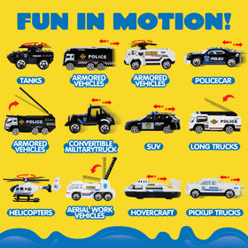 JOYIN 12 mini police rescue trucks with figures enable varied role play