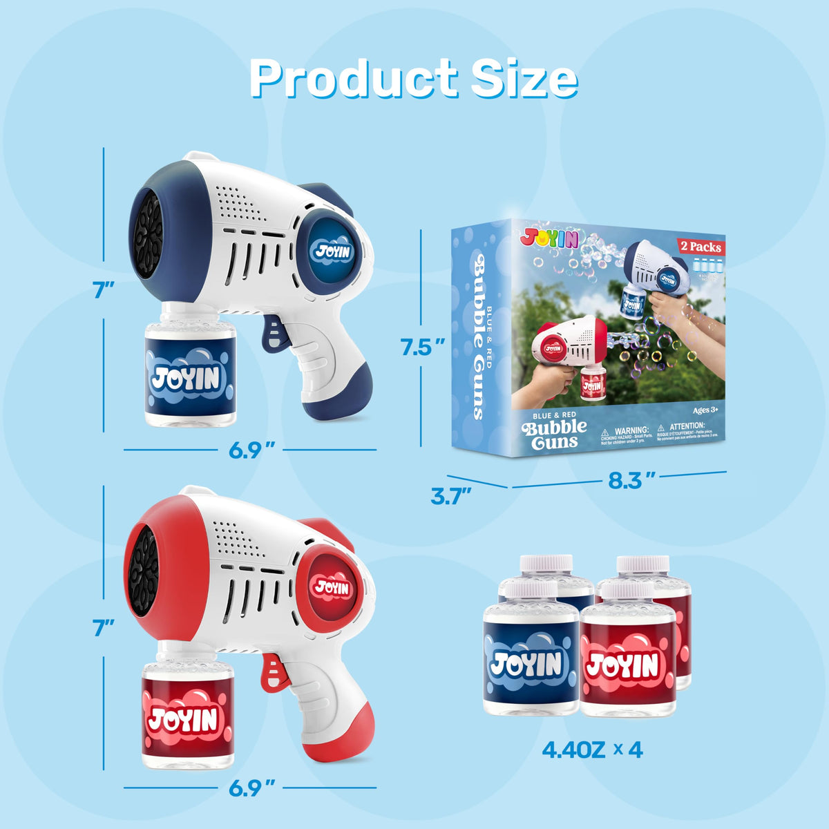 JOYIN portable bubble guns with 4 bottles for travel fun