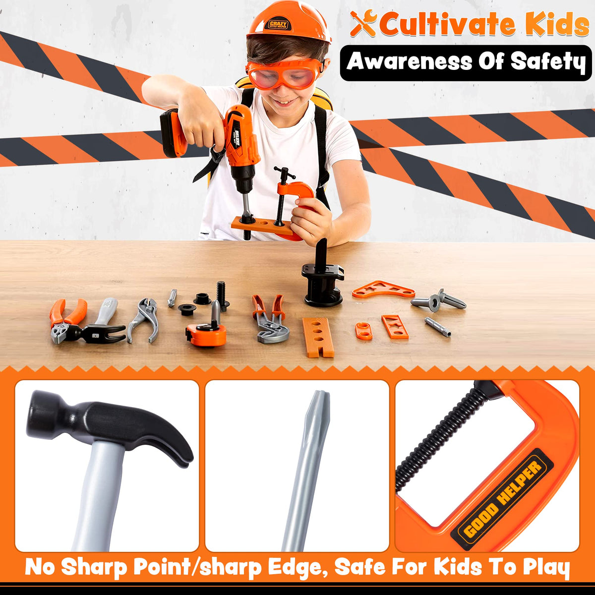 JOYIN power drill toy with rotating chuck for realistic pretend work.