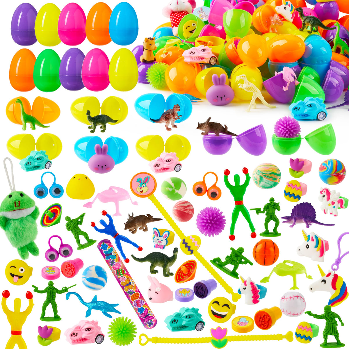 JOYIN 200Pcs Prefilled Easter Eggs with colorful shells for fast, fun egg hunts.