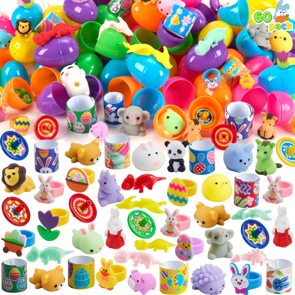 JOYIN prefilled Easter eggs 60-pack for festive egg hunts.