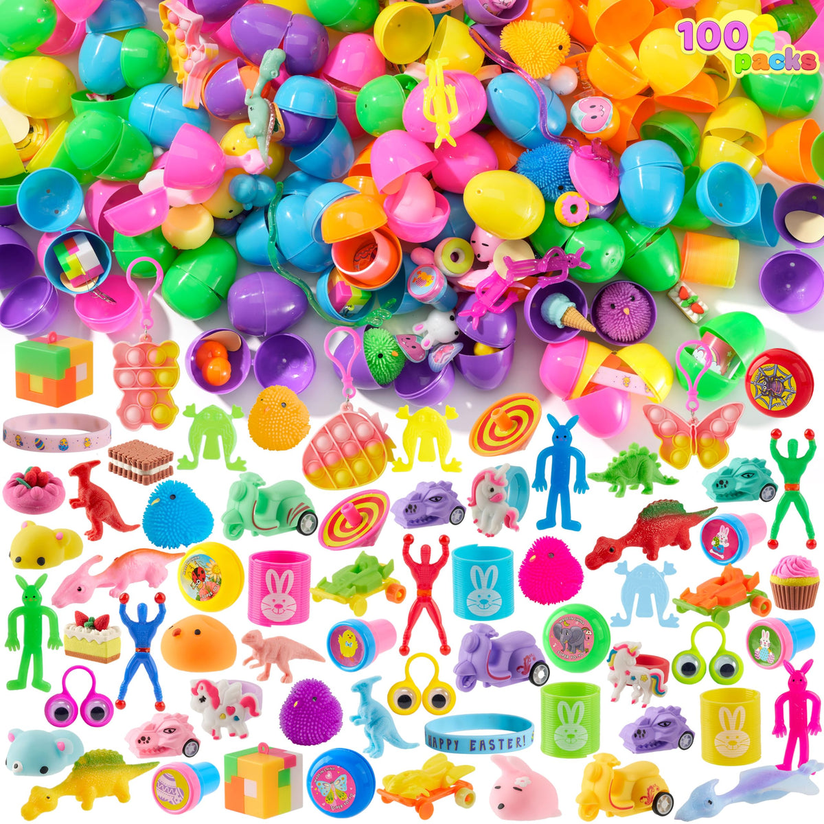 JOYIN prefilled Easter eggs with colorful shells for festive Easter hunts.