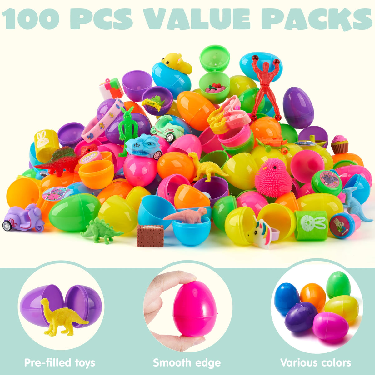 JOYIN prefilled Easter eggs featuring dinosaur toy inside for playful rewards.