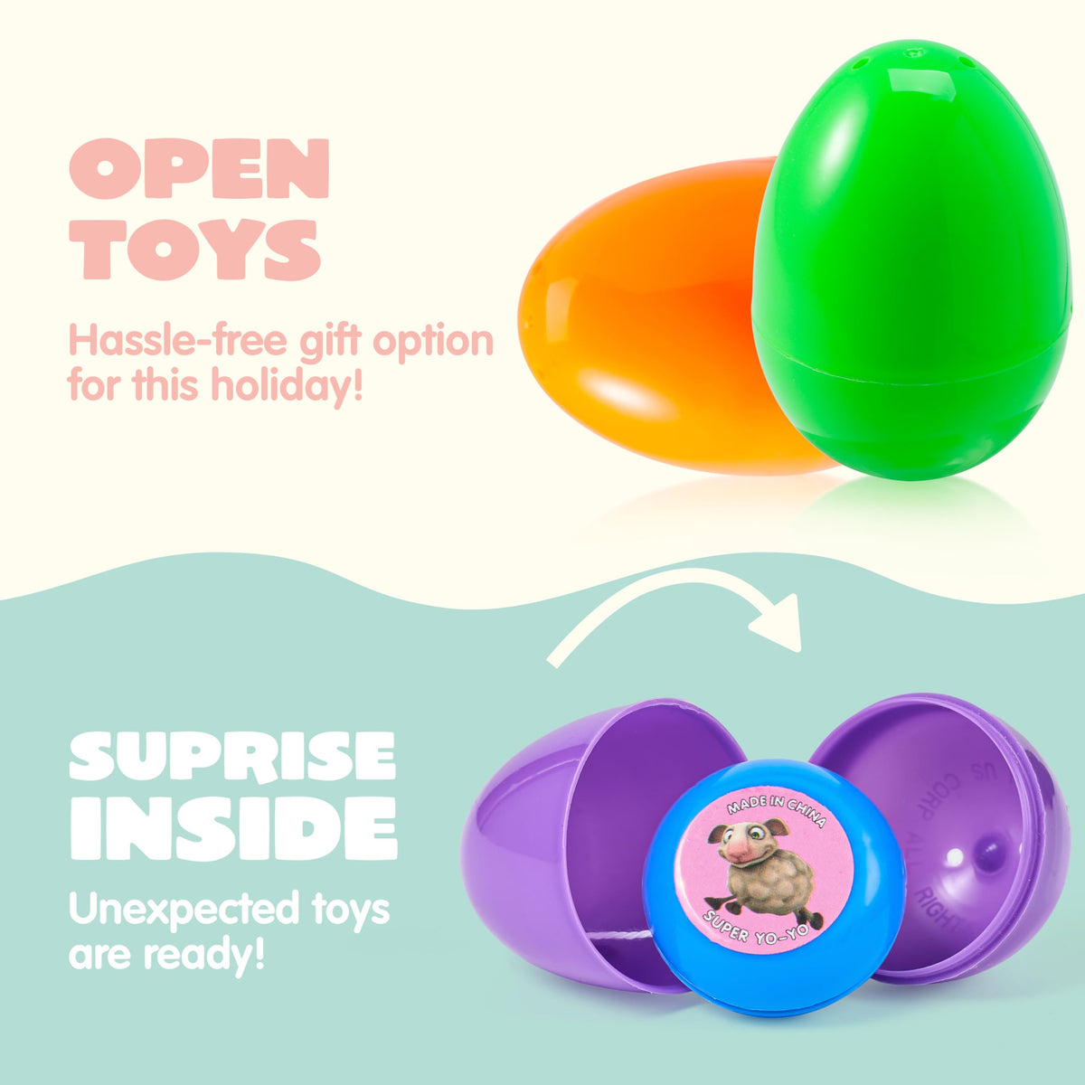 JOYIN prefilled Easter eggs opened with toys for playful unboxing moments.
