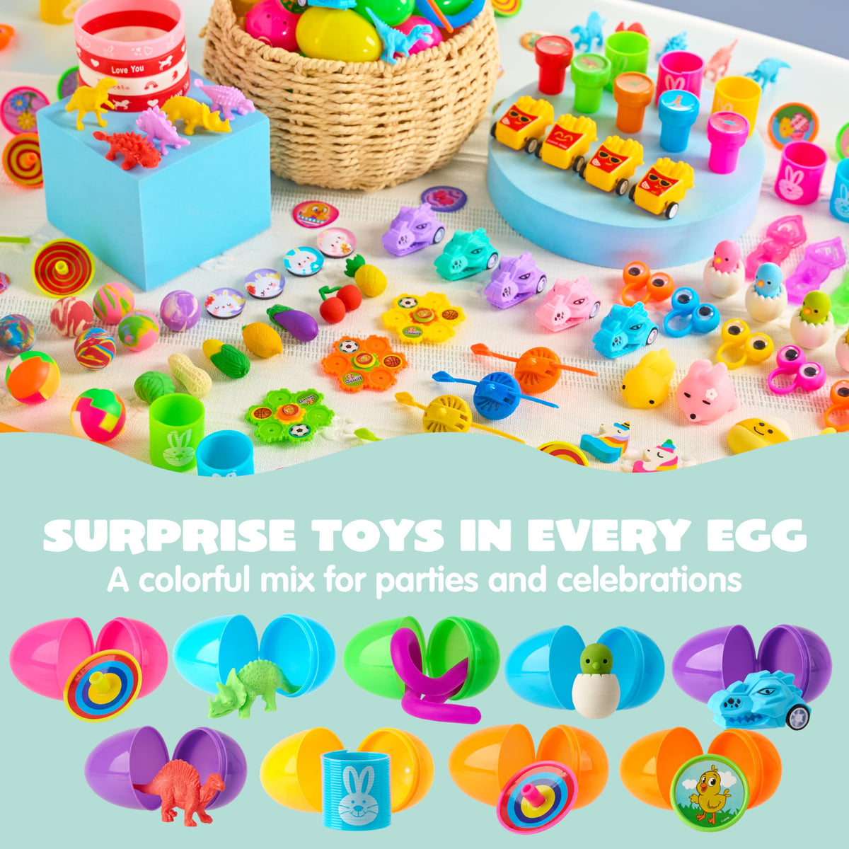 JOYIN eggs showcase a spring toy inside to boost active playtime