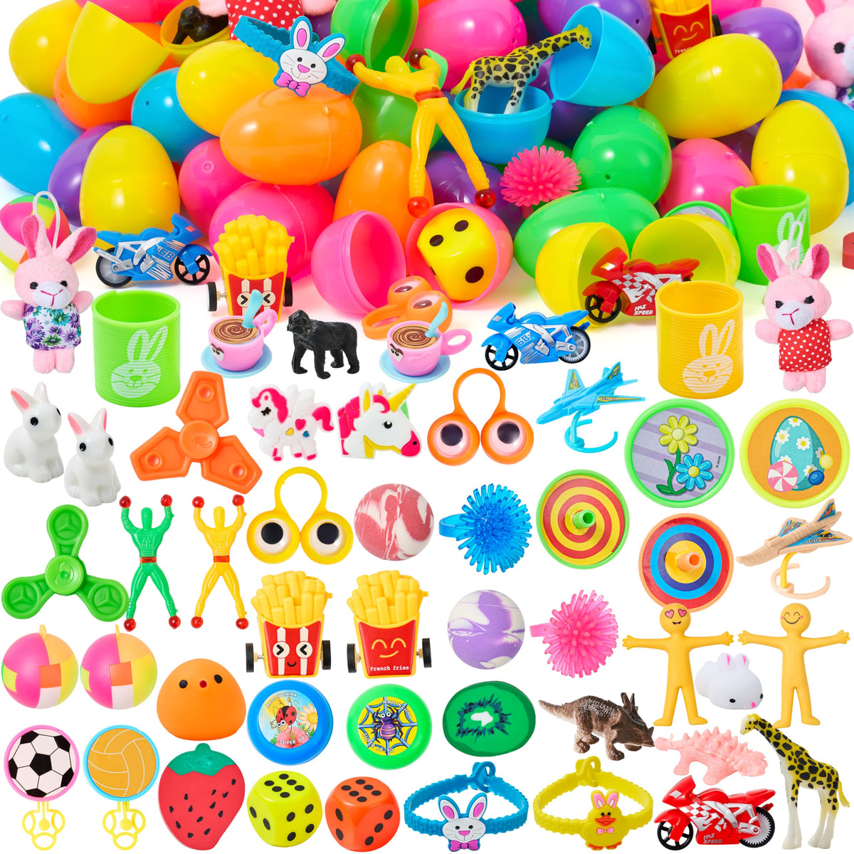 JOYIN prefilled Easter eggs on table for engaging egg hunts.