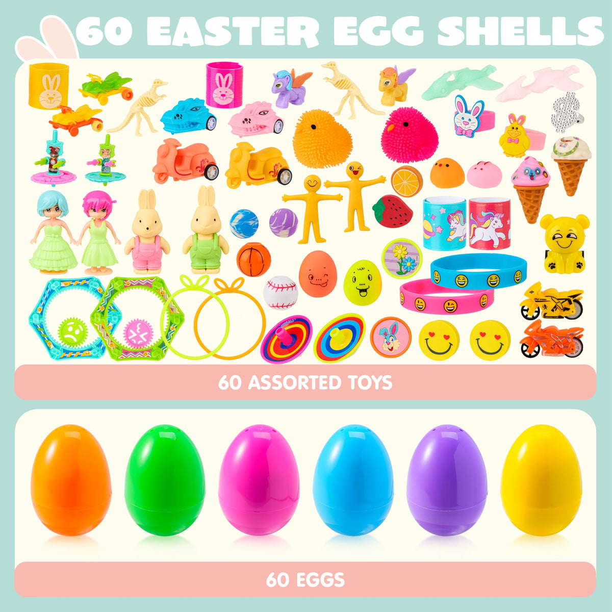 JOYIN Prefilled Easter eggs with toys and stickers for kids' parties