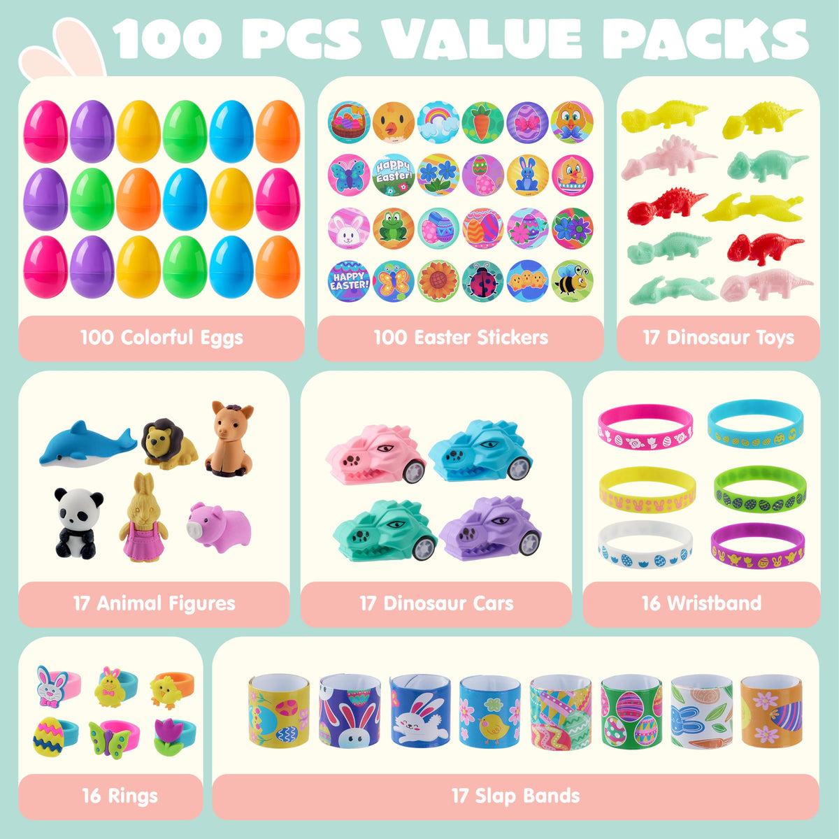 JOYIN prefilled Easter eggs with assorted toys inside for surprise gifts