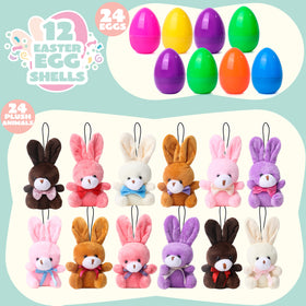 JOYIN prefilled Easter eggs with plush bunnies in a multicolor display.