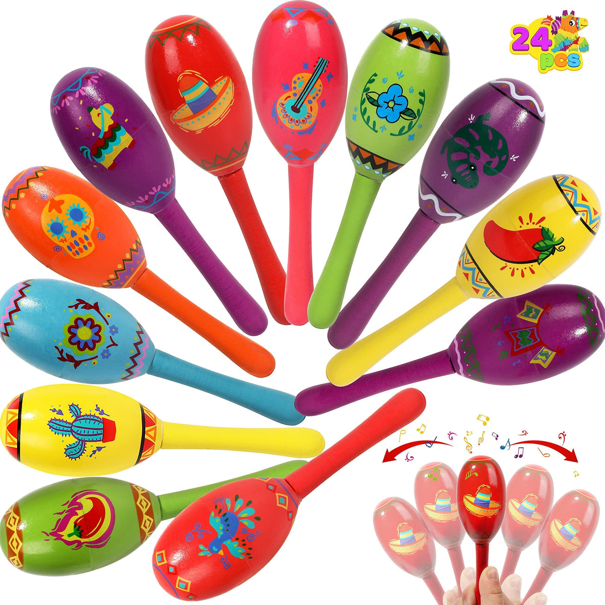 JOYIN premium wooden maracas deliver sturdy design and resonant sound for enthusiastic party moments.