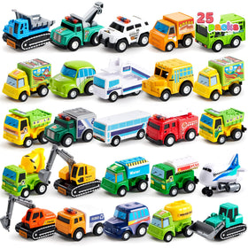 JOYIN pull-back fire engine car, durable friction-powered play for toddlers.