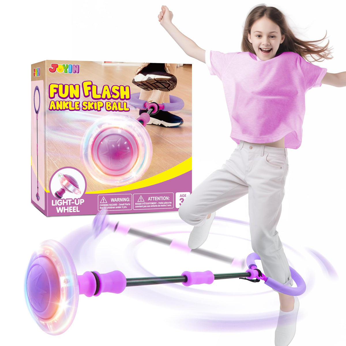 JOYIN Purple Ankle Skip Ball flashing lights glow during each skip for magical play