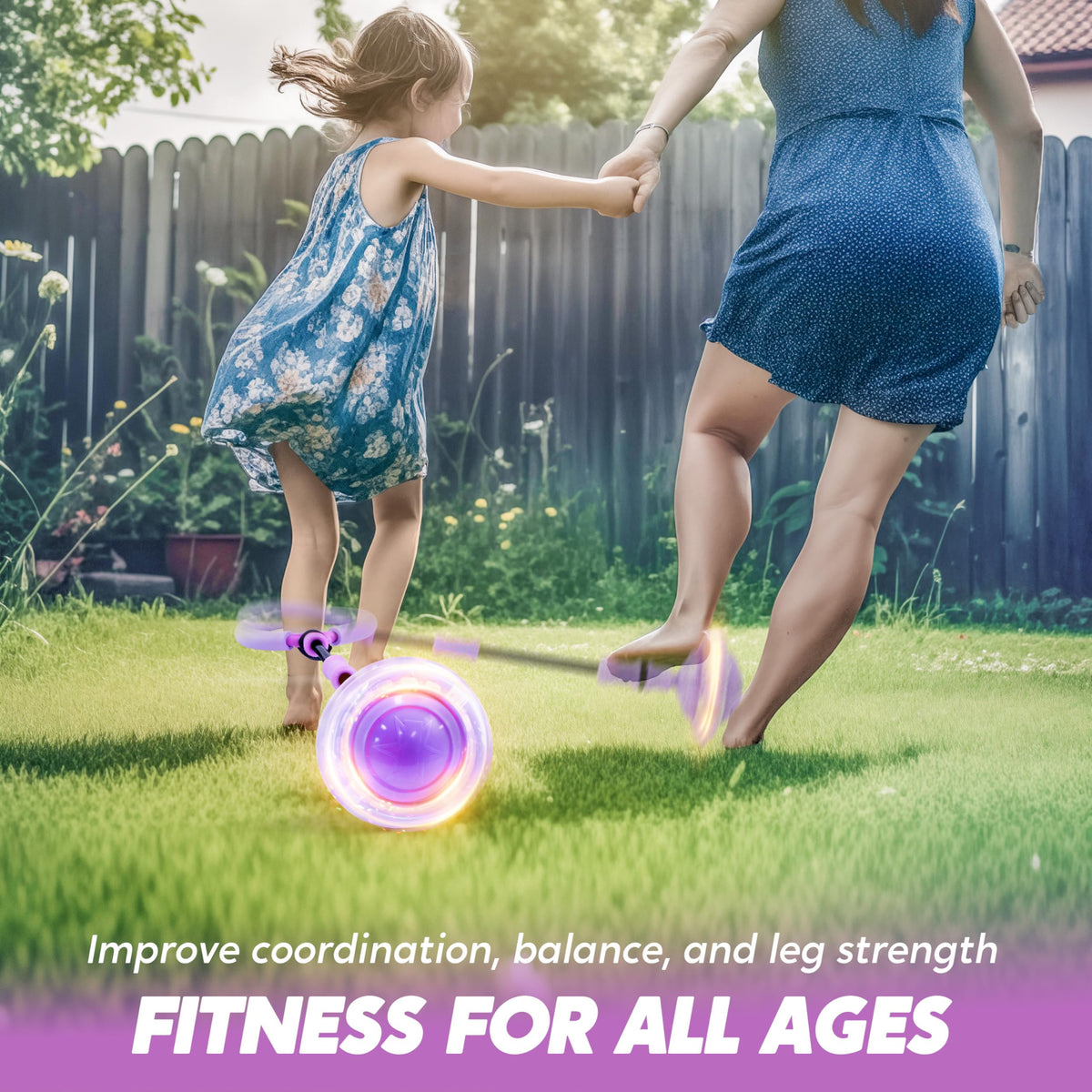 JOYIN Purple Ankle Skip Ball outdoors for active play with light show