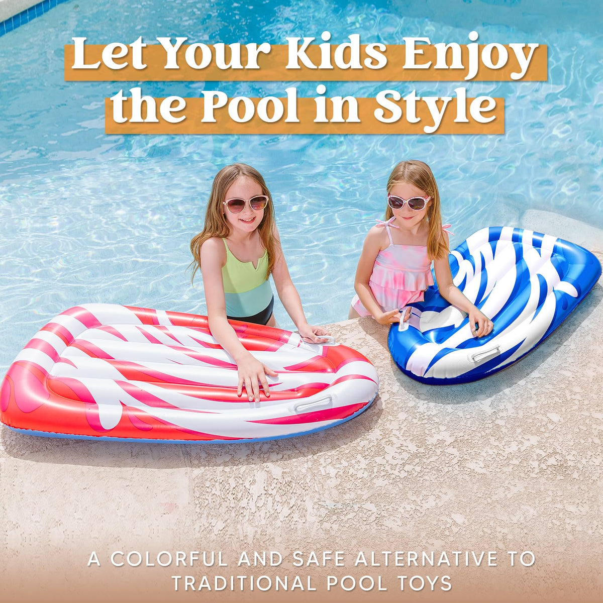 JOYIN red inflatable body board front view ideal for colorful pool activities.