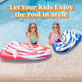 JOYIN red inflatable body board front view ideal for colorful pool activities.