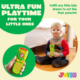 JOYIN remote control toy with large buttons for easy grip and pretend channel switching.